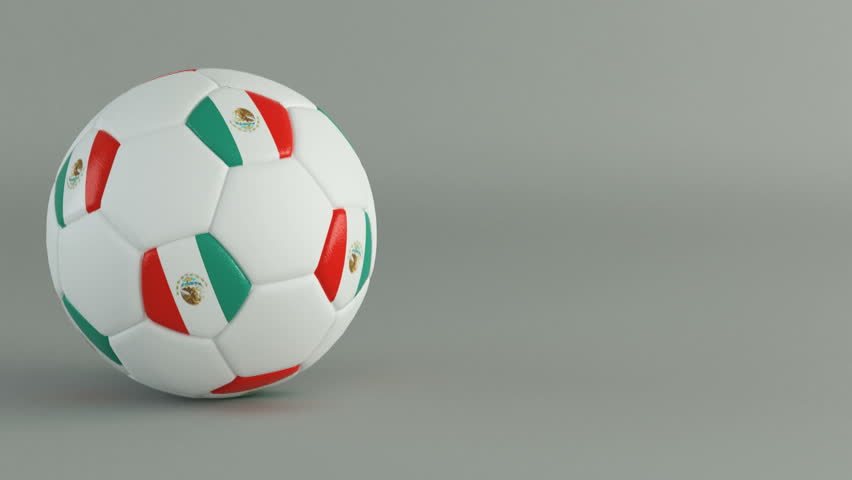 3D Render of spinning soccer ball with flag of Mexico