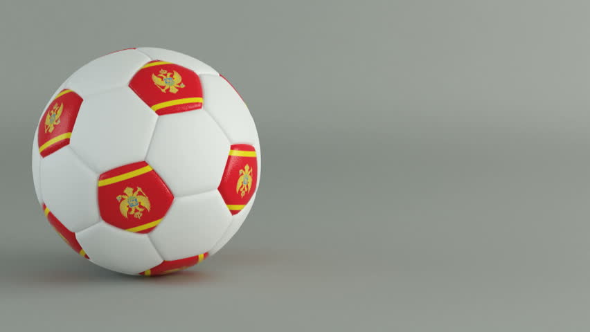 3D Render of spinning soccer ball with flag of Montenegro