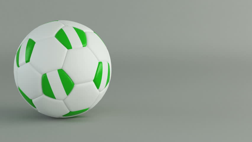 3D Render of spinning soccer ball with flag of Nigeria