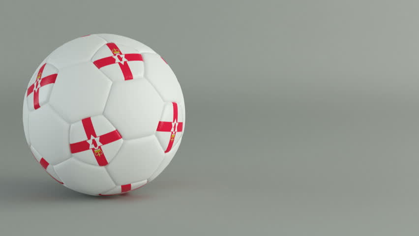 3D Render of spinning soccer ball with flag of North Ireland