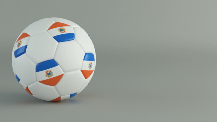 3D Render of spinning soccer ball with flag of Paraguay