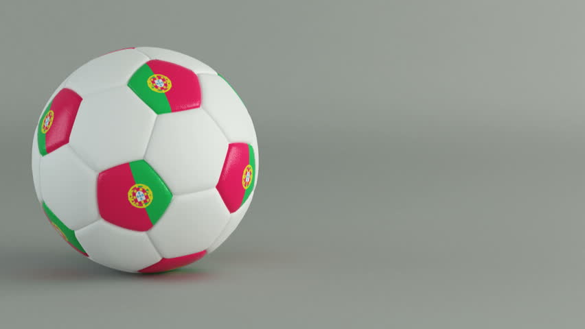 3D Render of spinning soccer ball with flag of Portugal