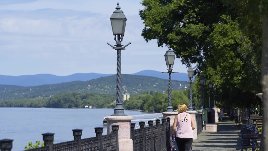 Vac Danube promenade without people, in a sunny day.