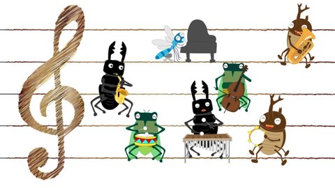 Summer insects are playing musical instruments and singing.