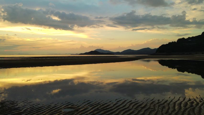 Drone shooting CHICHIBUGAHAMA, a popular tourist destination in Kagawa Prefecture, Japan