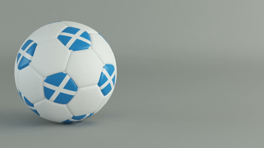 3D Render of spinning soccer ball with flag of Scotland