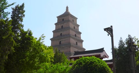 Big wild goose pagoda of dacien temple in summer in Xi'an, Shaanxi Province, China