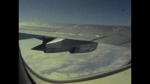 The Atlantic Ocean - CIRCA 1983: In flight footage from inside a Boeing 747.