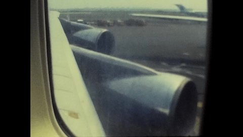 UNKNOWN LOCATION - CIRCA 1983: Pan Am Boeing 747 landing at an unknown US airport. 