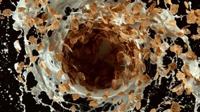 Super slow motion of rotating corn flakes on black background. Filmed on high speed cinema camera, 1000fps. - Powered by Shutterstock - Get 15% off with code: PIKWIZARD15