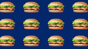 2D burger motion video, fast food 4K video, burger