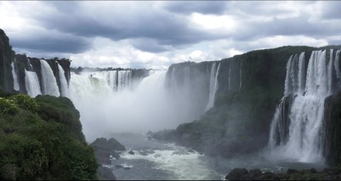 Iguazu Falls Waterfall in South America, 7 wonders of the world in Argentina province of Misiones and the Brazilian state.
