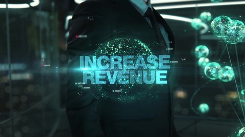 Businessman with Increase Revenue hologram concept
