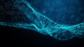 Dark blue abstract animation background with moving and flicker particles form.