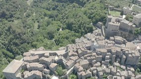 aerial view of the medieval town of sorano in the tuscan maremma unedited video color dlog-m