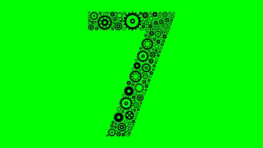 Animation of number 7 made out of gears.