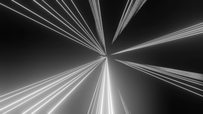 Computerized animation of dark black space with white rays of light emitting from a central source. Motion graphics. VJ loops. | Shutterstock HD Video #1055738084