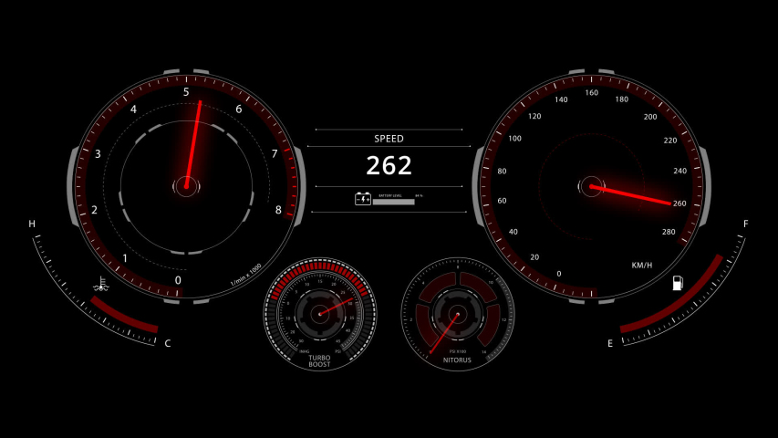 speedometer of speeding car, sports race, launch control Royalty-Free Stock Footage #1055746862