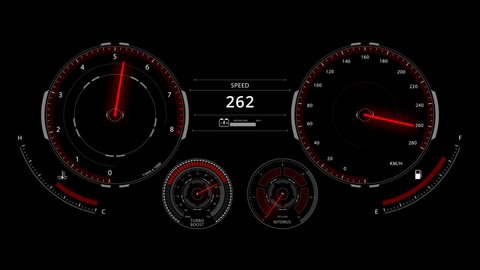 speedometer of speeding car, sports race, launch control