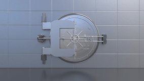 3d rendering interior bank vault door open 4k animation