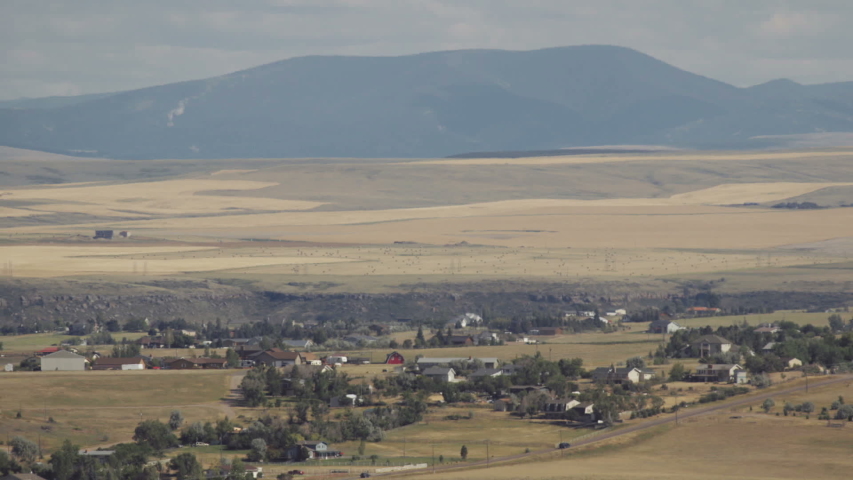 Views of the mountains, valley and riverbed of the Missouri River in the vicinity of Great Falls, Montana
