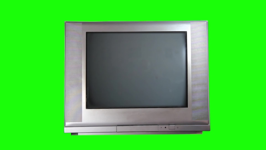 Retro TV with Green Screen on Green Background.  Royalty-Free Stock Footage #1055770943