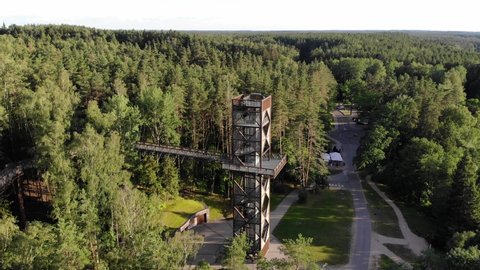 The treetop walking path watchtower in laju takas, Anyksciai, Lithuania