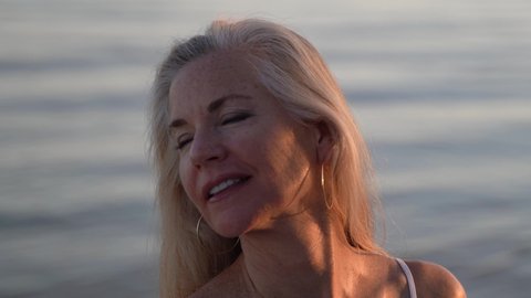 Pretty beautiful sexy mature woman Stock Video Footage - 4K and HD
