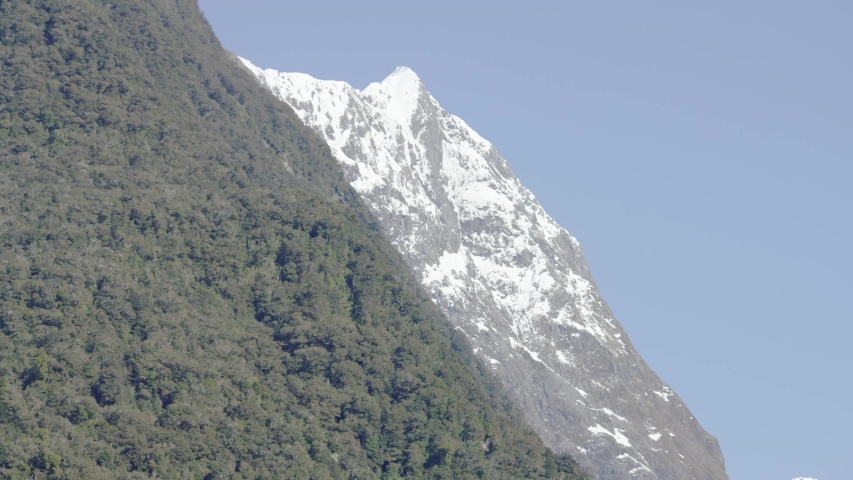 Mountain slope and river in Milford Sound