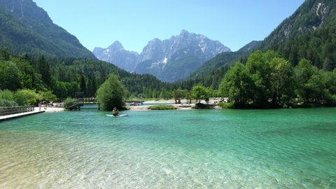 panoramic view of Jasna Lake in the vicinity of Kranjska Gora, Slovenia	