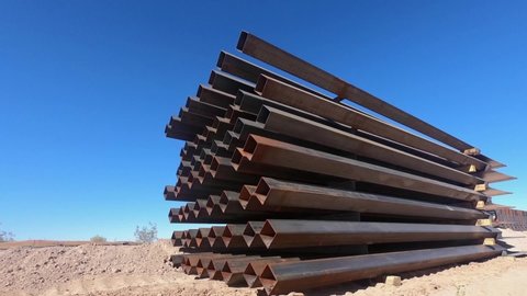 CIRCA 2020 - Timelapse of construction progress of the Yuma 2 border barrier near Yuma, Arizona.
