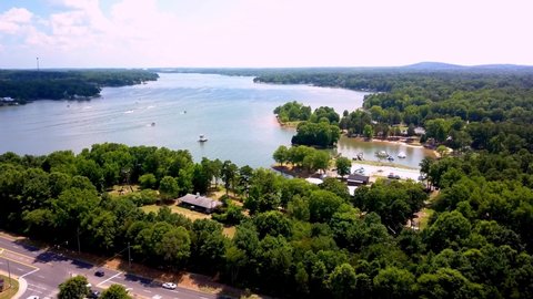 Aerail Lake Wylie South Carolina, Lake Wylie SC with Camp Thunderbird in Foreground