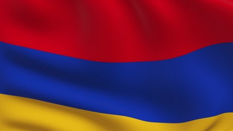 Waving national flag of Armenia. Waved highly detailed close-up 3D render.