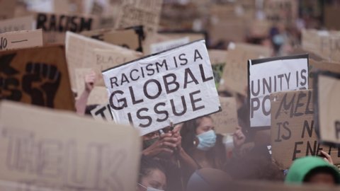 LONDON, ENGLAND - JUNE 07, 2020: Activists demand justice in massive Black Lives Matter protest (US Embassy London)