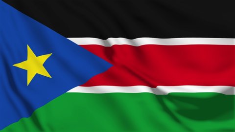 Waving flag loop. National flag of South Sudan