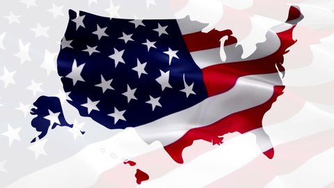 United States map flag video. 3d United States American map Slow Motion video. US American Flags Close Up. Closeup of American USA flag background.USA flag video Memorial Patriot Day USA
