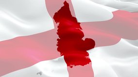England map flag waving in wind video footage Full HD half white background. Realistic English map Flag background. England Flag Looping Closeup 1080p 1920X1080 footage. England London country flag
