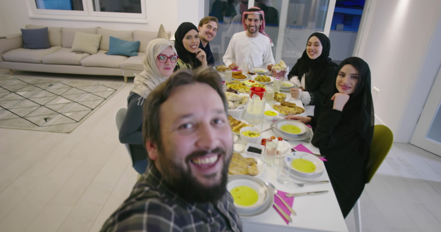 The Islamic Halal Eating and Drinking Islamic famil | Shutterstock HD Video #1055894219