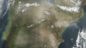 Iberian Peninsula seen from Space. Elements of this video furnished by NASA.