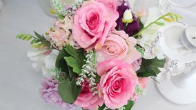 video footage beautiful bouquet of roses for editing your video clip, wedding clip or advertisement
