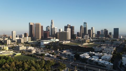4K Aerial View of Downtown Los Angeles in Summer 2020 