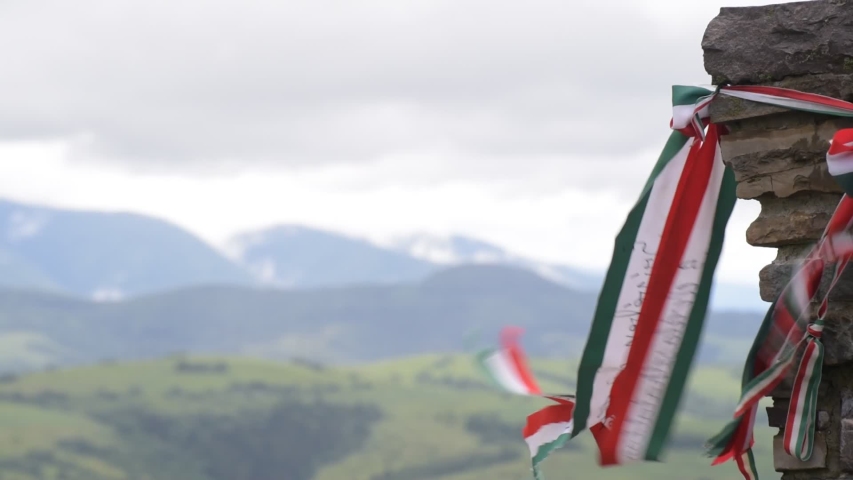 A memorable sacred sign of the Hungarian people on the Verevets pass in the Carpathians