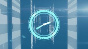 Animation of clock moving fast, data processing and digital information flowing through network of computer servers in a server room with white light trails flowing on surface.  - Powered by Shutterstock - Get 15% off with code: PIKWIZARD15