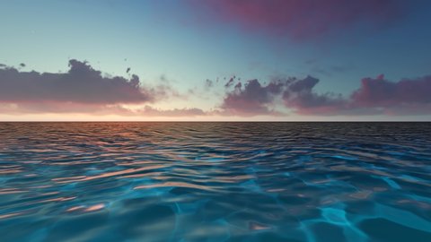 Beautiful tranquil natural vacation seascape with scenic ocean waves in tropical environment, deep clear transparent pure blue water background. A summer travel in paradise, peaceful 3D render 库存视频