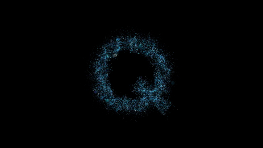 3d animated particle typography, fireworks, character M, N, O, P, Q, R