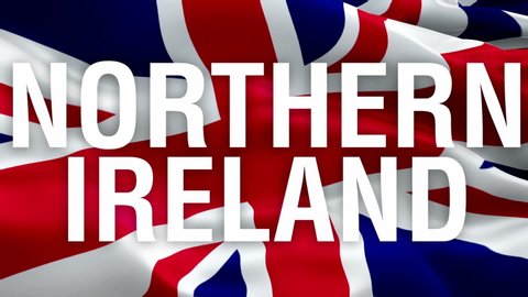 Northern Ireland on UK flag video waving in wind background. British Union Jack Flag background. Belfast‎ United Kingdom Flag Looping Closeup footage.United Kingdom London country flags video for film