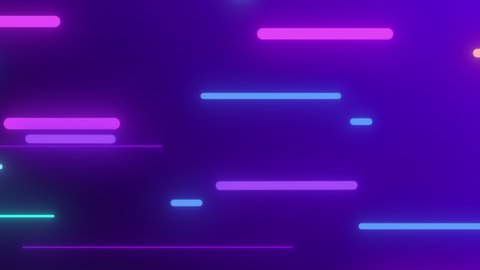 Seamless loop of 2D animation of glowing horizontal lines streaming across the screen. Deep blues and vibrant purples make this a great seamless loop abstract background. 