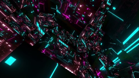 4k Abstract Cyberpunk Endless Tunnel  Stockvideo