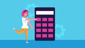 businesswoman with calculator math character animated ,4k video animation - Powered by Shutterstock - Get 15% off with code: PIKWIZARD15