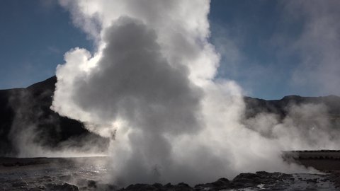 Iceland. Smoking fumaroles Active sulfur vents Hverir geothermal area Volcanic landscape.